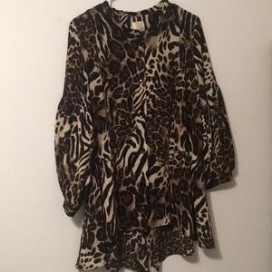 Zadie B’s leopard button up slight high low